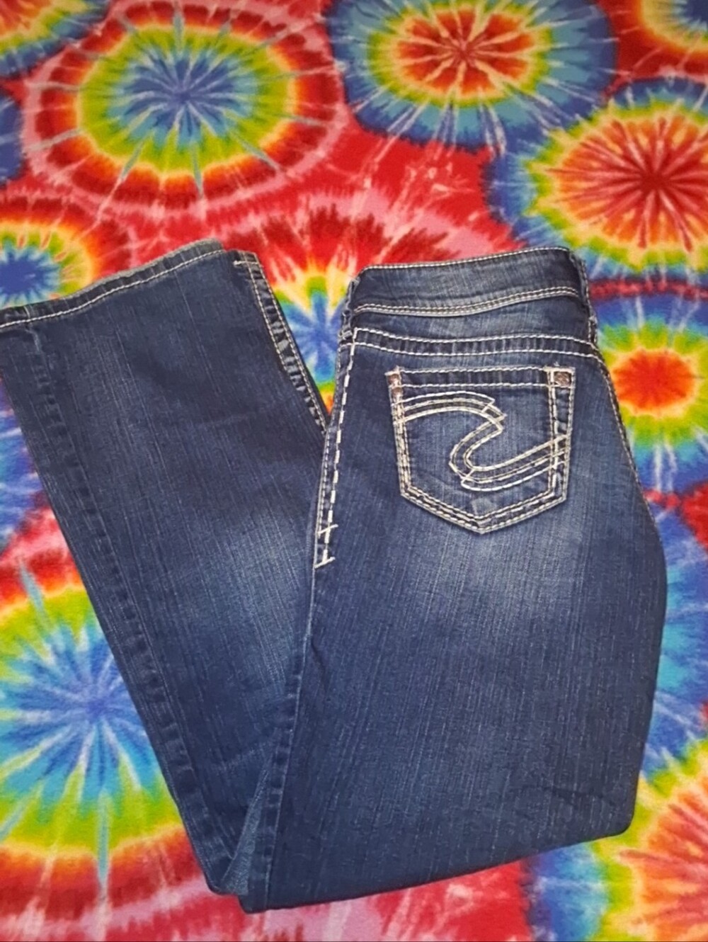 Silver Jeans Co. Dark Blue Bootcut Jeans with Contrast Stitching